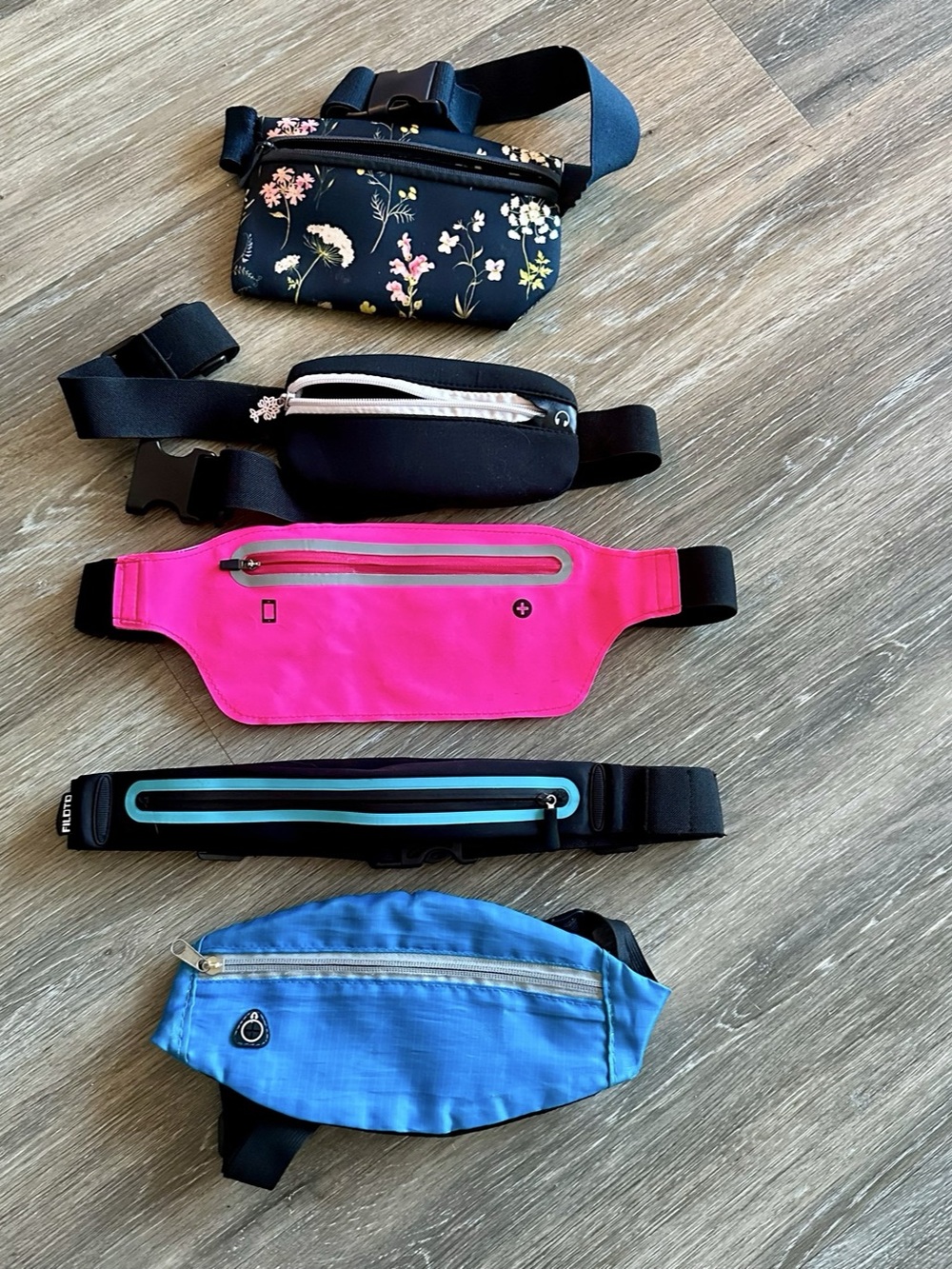5 Belt Bag Set in Black, Pink and Blue
